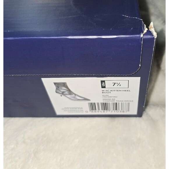 New Scoop Silver Mini Heel Boots sz 7.5 - Picture 2 of 4